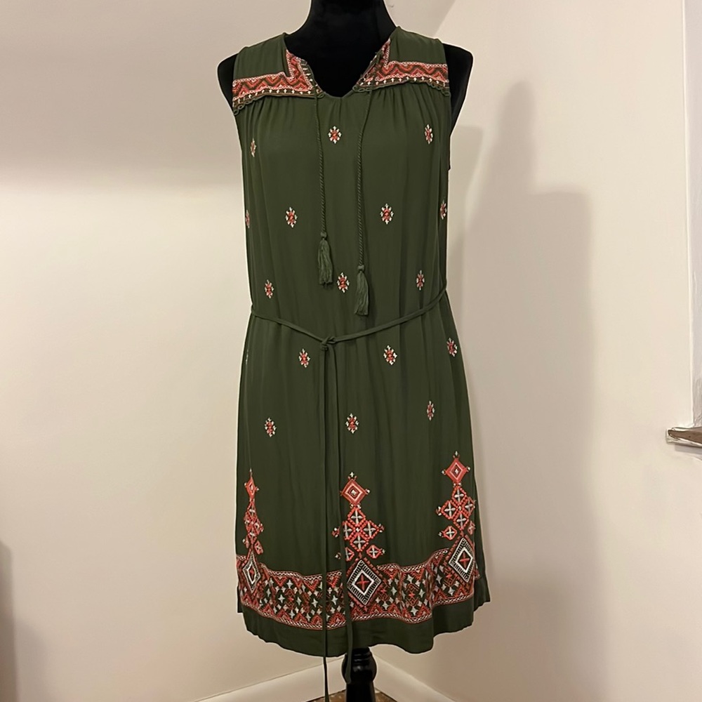 Fourteenth Place Army Green with Pink Designs. Size M